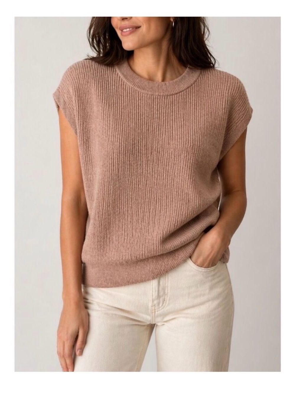 Haven Well Within Size Small Ribbed Crew Neck Sweater Vest Cotton/Cashmere